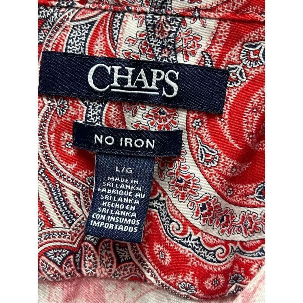 Chaps red paisley button up top size L relaxed fit - Picture 4 of 11